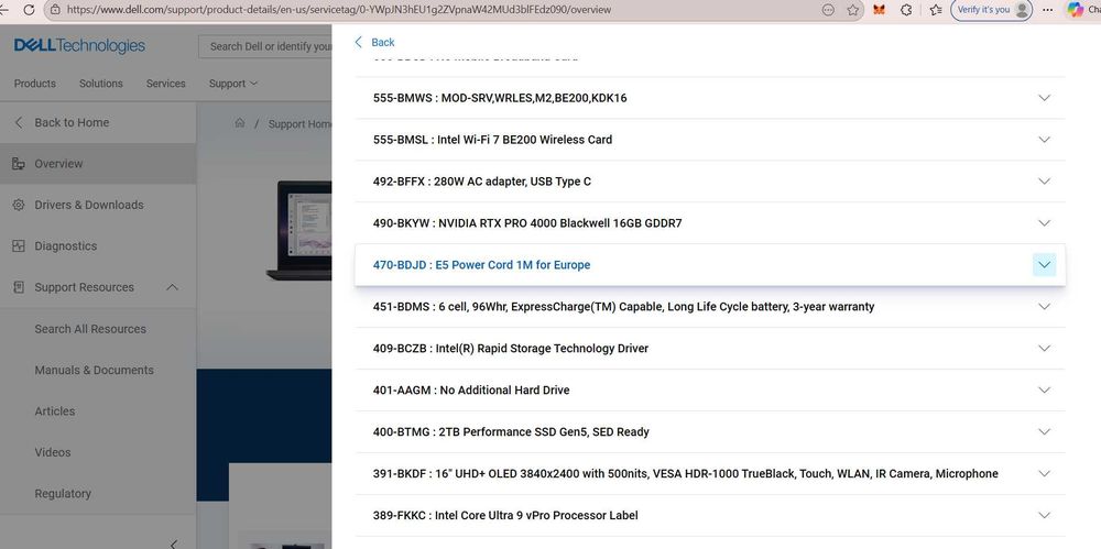 Dell Pro Max 16 Plus NVIDIA RTX PRO 4000 2TB SSD 96GB UHD+500 NITS NOU