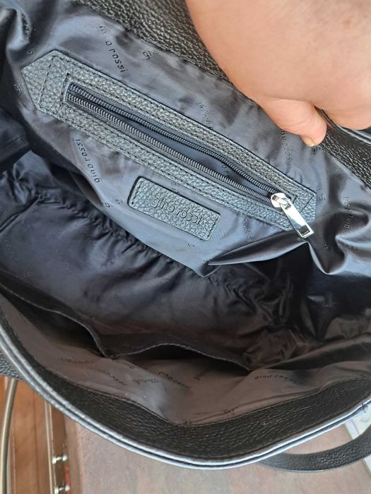 дамска чанта,Gino Rossi,черна кожена чанта-естествена кожа