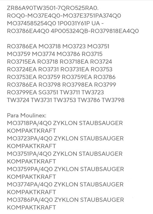 Комплект HEPA филтри за прахосмукачка Rowenta, Moulinex, Tefal,Samurai