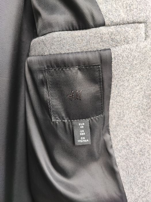 Palton Gri Bărbați H&M cu Lână 61%, Mărimea 48 (M)