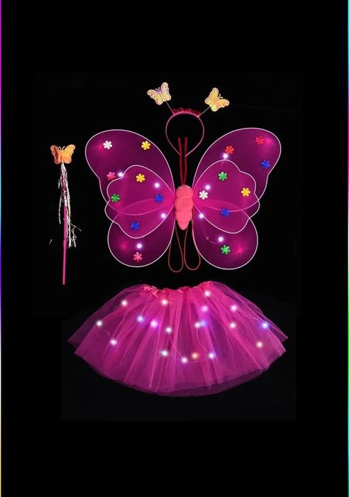 Set de zâne cu leduri ( fustițe, bentițe,aripi și bagheta)