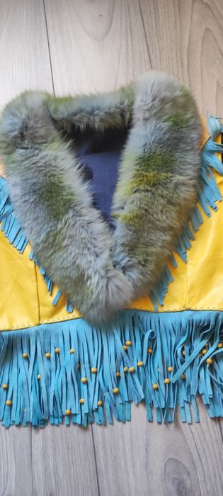 Елек естествена кожа с яка лисица