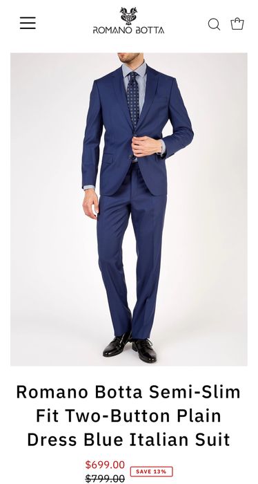 Костюм Мужской, Классический костюм синий, Однобортный Костюм Двойка