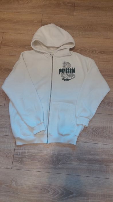 Hanorac Black Soud alb cu fermoar – print snake gothic