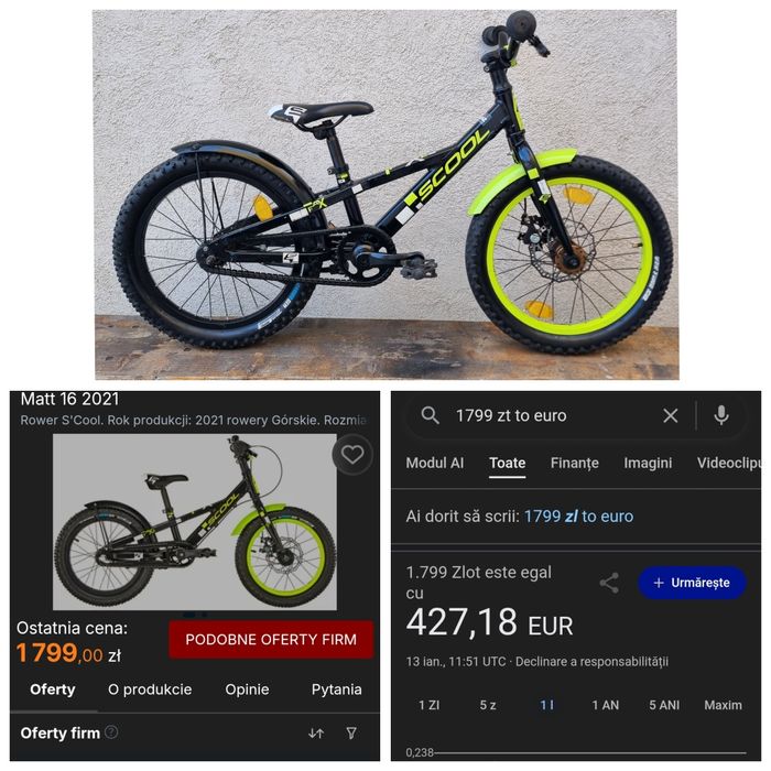 Bicicleta Copii 18" Scoll , frânare pe disc