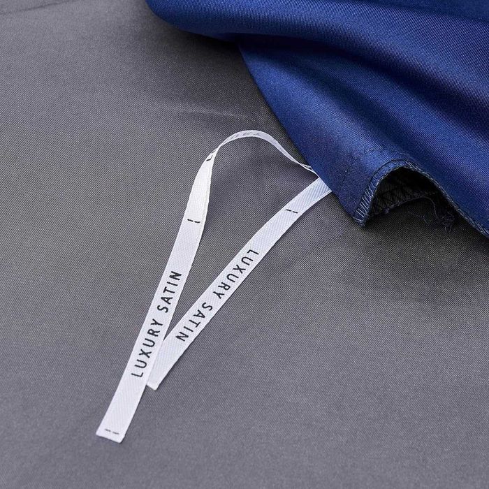 Спален комплект сатен, различни размери, синьо-сив, 2 калъфки за 65х65