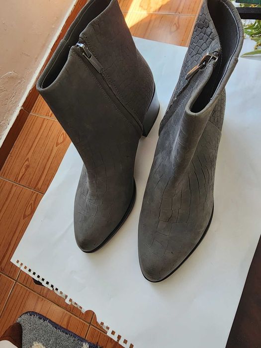 Botine Sam Edelman Joey din piele, gri oțel. Raport Excelent Calitate-Preț!