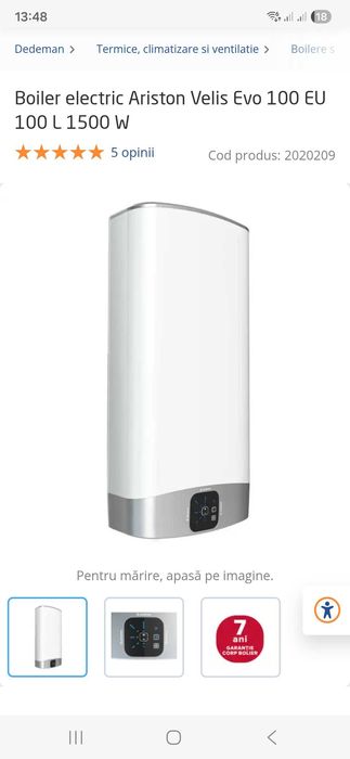 Boiler electric Ariston Velis Evo 100 EU 100 L 1500 W