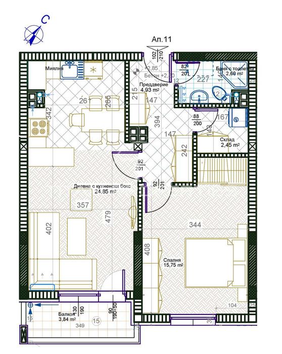 Продава се Двустаен апартамент в Пловдив, Христо Смирненски - 77 кв.м за 1350 €/кв.м - Снимка #1