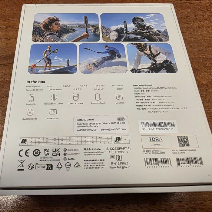 Insta360 X4, доп. батерия, зарядно, предпазен калъф, лещи ...