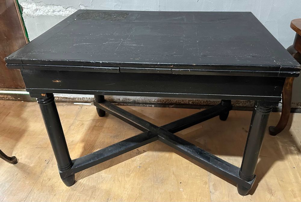 Masa neagra vintage din lemn masiv; Masa Extensibila; Masa cu blat 110x78 cm