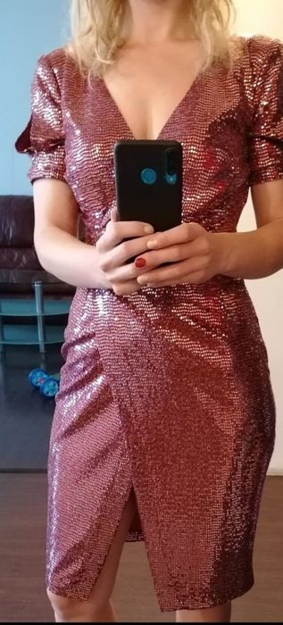 Rochie seara neagră neopren eleganta S botez, nunta, majorat