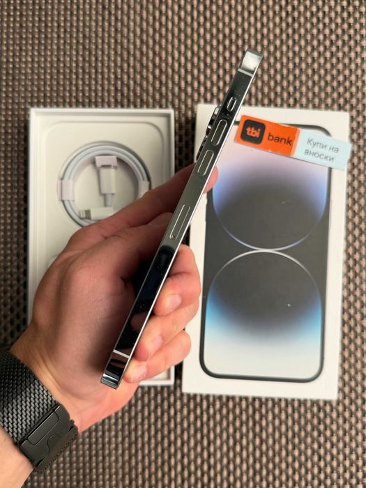 100% БАТЕРИЯ! iPhone 14 Pro MAX Лизинг от 20€/мес / Silver 128Gb - бял/ сив