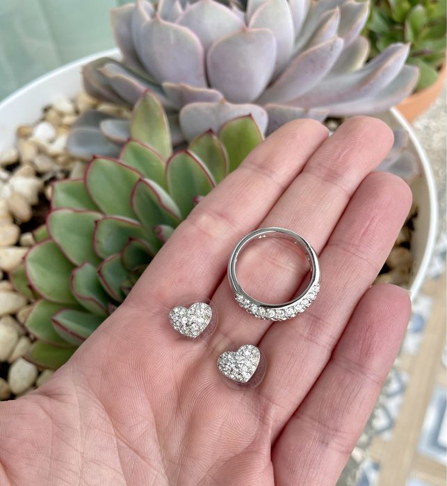 Swarovski сребърен пръстен и сребърни обици