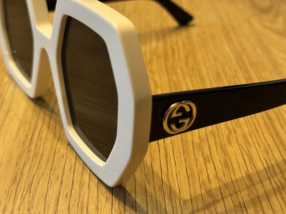 Ochelari soare oversized Gucci Ivory Geo Double G Italian GG0772S
