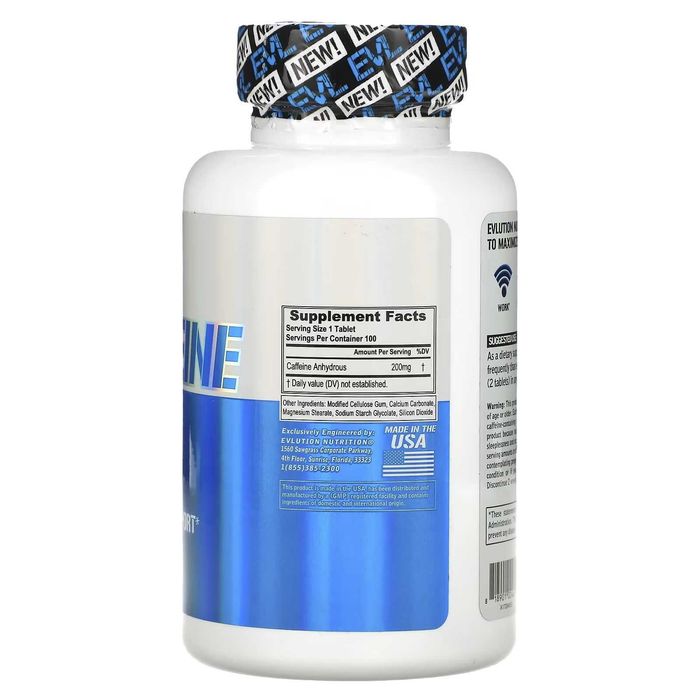 EVLution Nutrition Кофеин, 200 мг, 100 таблетки