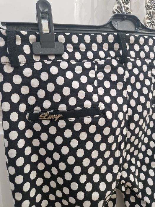 Lucy Fashion - Елегантен панталон на точки черно с бяло