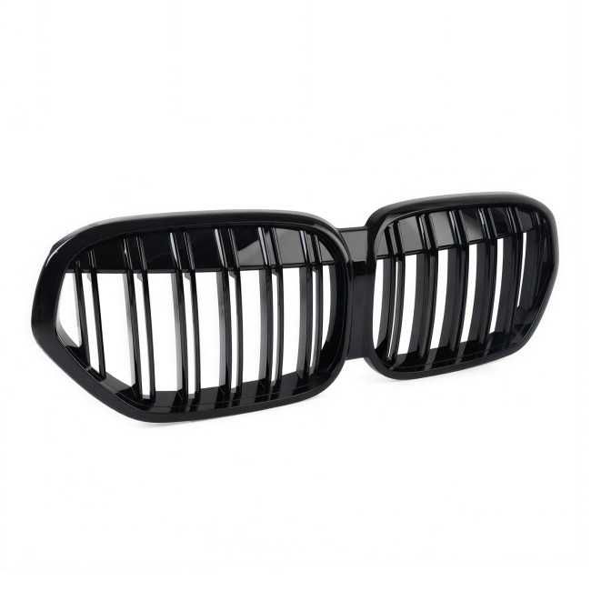 Grile Duble Nari M Style BMW X1 F48 LCI 2019-2022, Negru Lucios, Grila Dubla Bara Fata