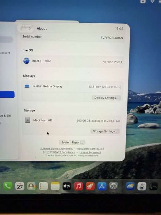 Macbook Pro M1 13-inch 16gb ram 256gb ssd Touchbar