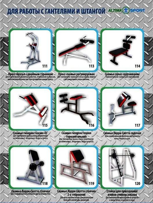 Набор Тренажёров  в зал до 130 кв.м. Тренажоры  ALTIMA. ( Алексей )