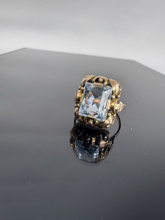 Inel din aur 8 k si acvamarin