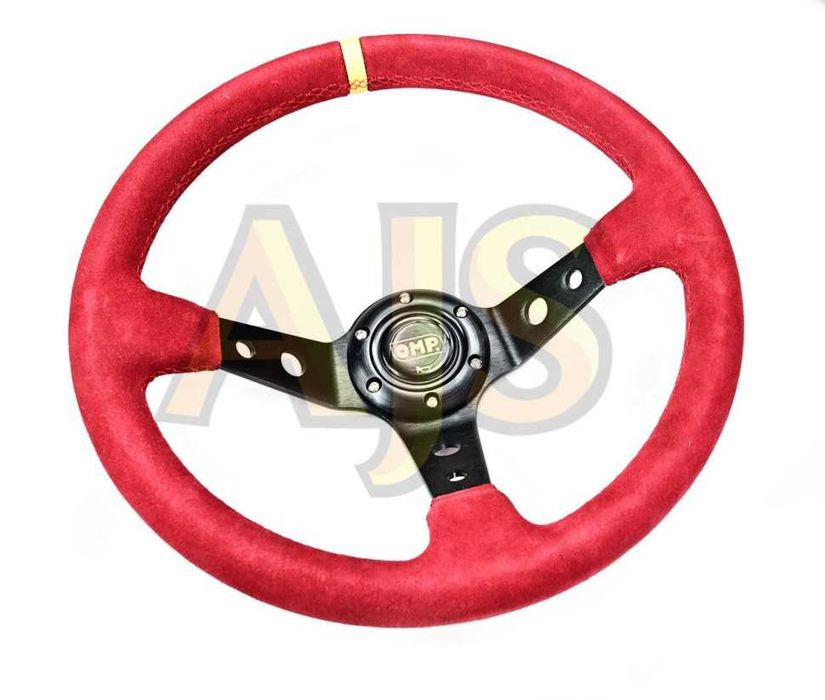 Руль OMP вынос замша красный