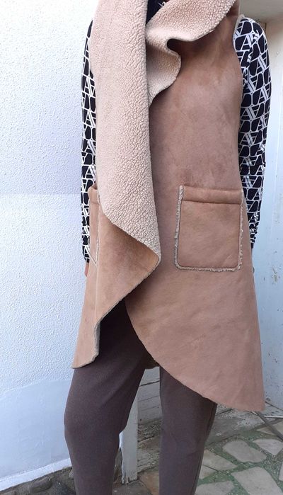 Vestă damă DavidBarry blaniță sintetică buzunare M L cojoc femei haină