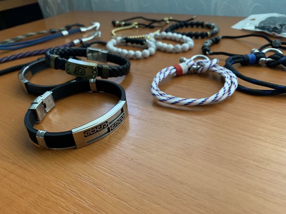 Bratari unisex Charm Black / White/ Textil Noi