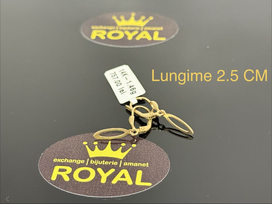 Bijuteria ROYAL : Cercei AUR 14K NOU / 1.46 GR