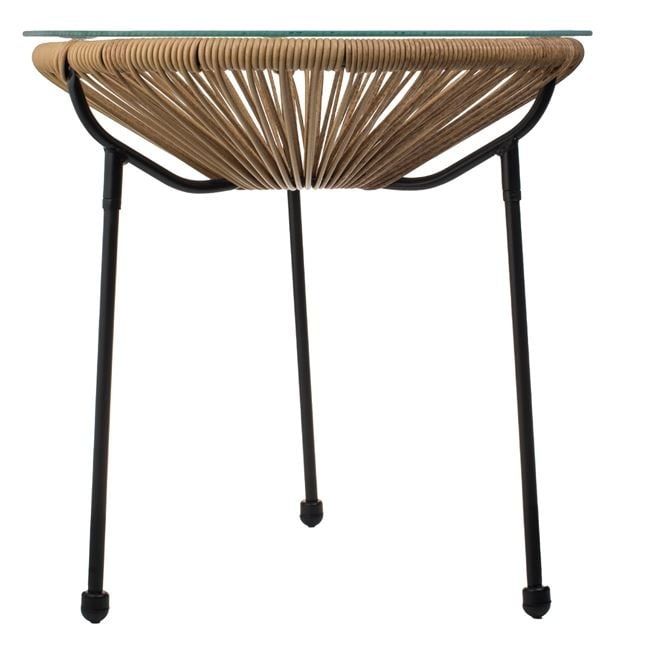 Кръгла маса от ратан със стъклен плот