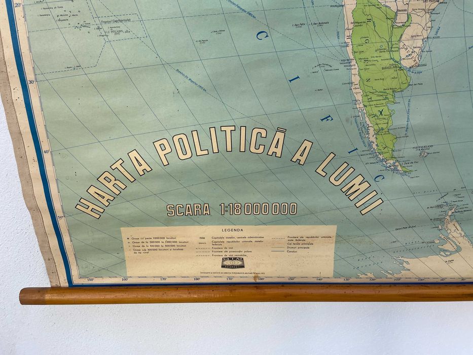 Harta Politica a Lumii 1:18.000.000 Directia Topografica Militara 1975