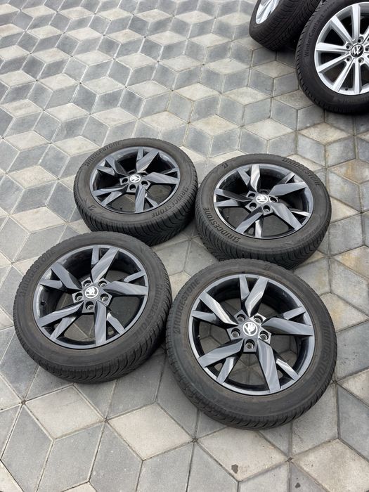 Jante Orig”Skoda R17(5x112)”Octavia 4/3/2/Karoq/Kodiaq/Superb/Yeti/Vw/Audi/Seat~Negre”
