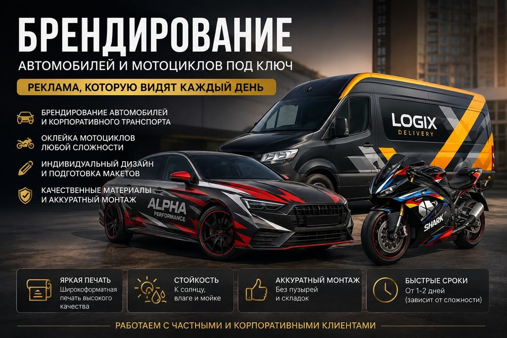 Печать и оклейка на авто и мотоциклах | Индивидуальный дизайн