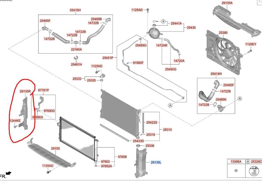 Воздуховод радиатора Киа соренто дефлектор Kia Sorento 29134-P2500