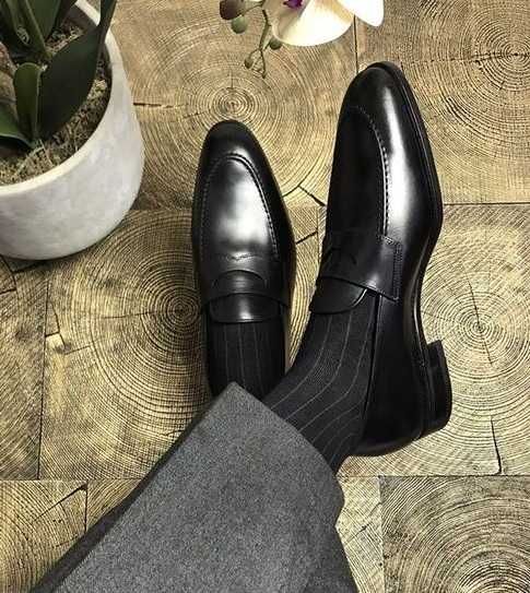 Pantofi loafer penny 45 lucrati manual Pollini piele naturala superioara negru