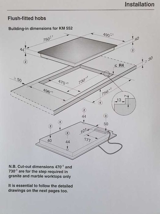 Miele KM552 - Керамичен Плот Котлони 4 зони за Вграждане Миеле
