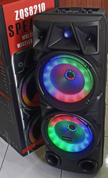 Преносима Двойна Тонколона ZQS-8210, 2x8“ с Bluetooth,FM радио, МP3