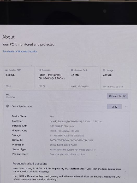 PC HP All-in-One TouchSmart