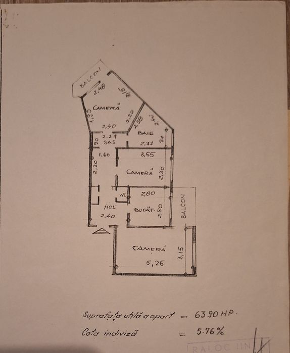 Apartament 3 camere Dancu