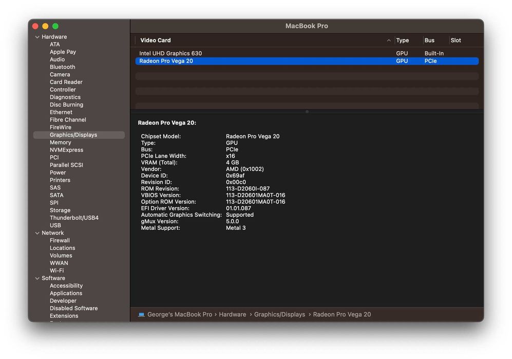 Macbook Pro 15" 2018 i9 2.9ghz, 32GB RAM, 1TB, Radeon Pro Vega 20