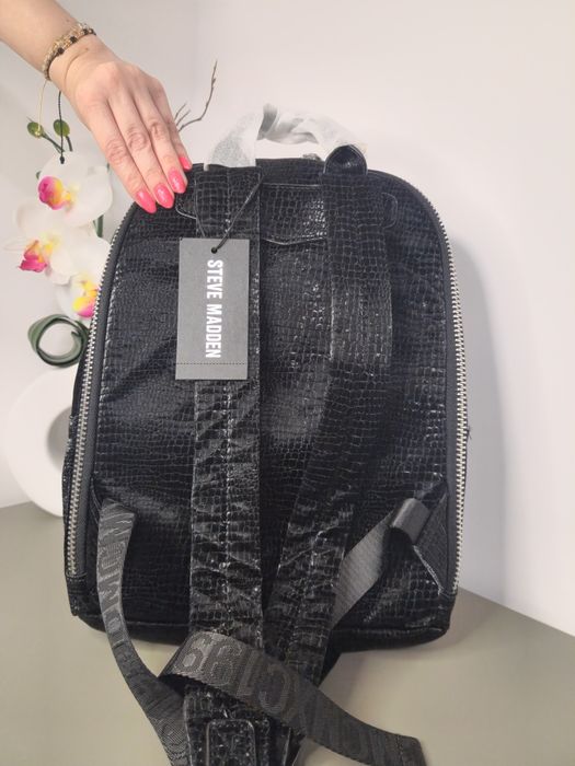 Оригинална дамска раница Steve Madden - Черна крокодил