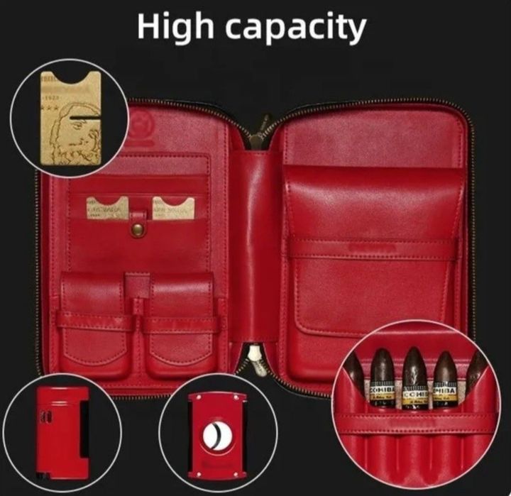 Gevara преносим Хумидор За Пури в комплект с Запалка и  Ножица