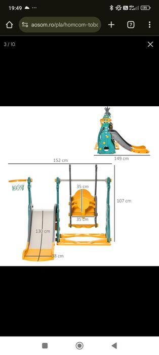 Spatiu de joaca cu leagăn și tobogan, copii 1-3ani