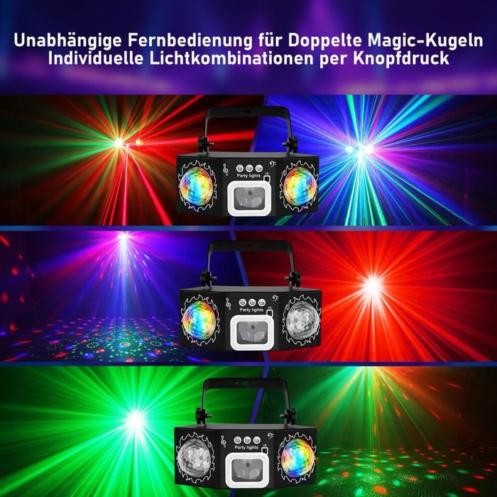 Vicalo Lumină Disco cu Două Bile Activată de Sunet Lumină Stroboscopică RGB - Negru