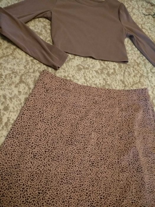 Юбка ниже колен леопардовая коричневая