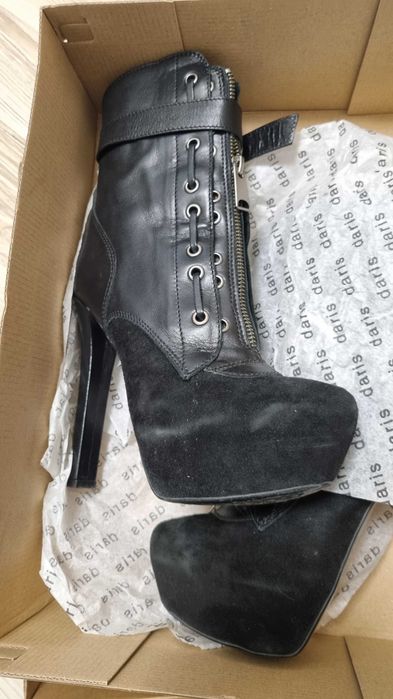 Боти естествена кожа и велур Дарис размер 37 чисто нови цена 100лв