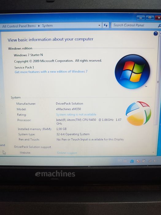 Minilaptop, notebook Emachines display 10"
