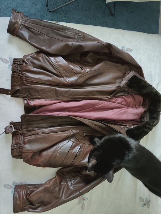 Geaca din piele naturala maro