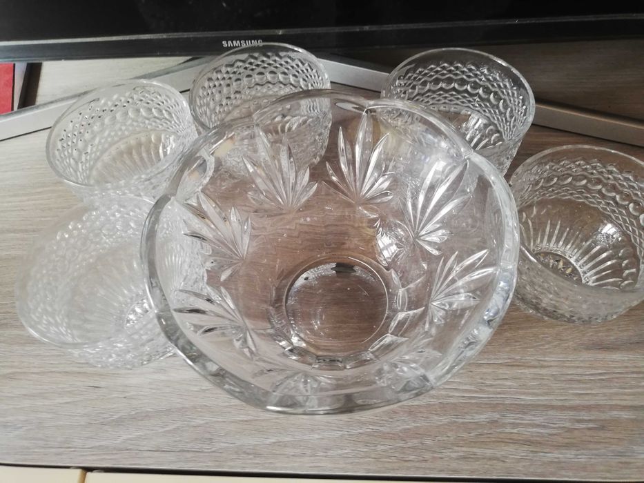 Vând Bol mare cristal masiv Bohemia, Czech 24% PbO plus 5 boluri