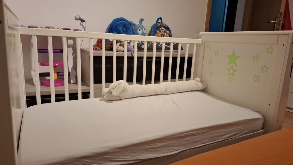 Patut din lemn cu saltea